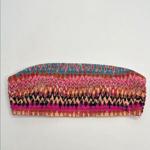 Boden nwot bandeau bikini top size 8 US striped multicolor smocked